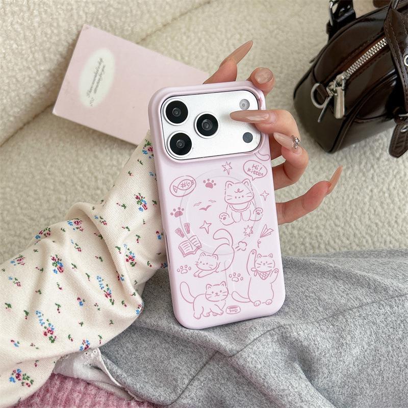Korean Magnetic Cat Stand iPhone Case: Compatible with iPhone 17/16 Pro Max/15 Pro