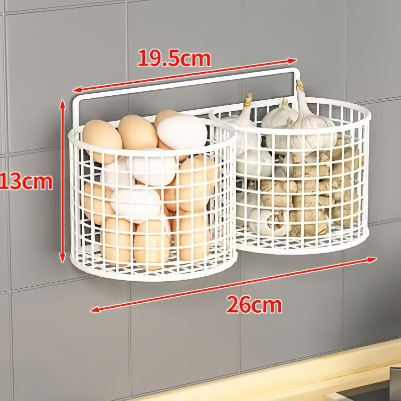 1/2/3 Grid Wall Mounted Kitchen Shelf Organizer Metal Rack Pantry Storage Garlic Ginger Hanging Wire Basket Holder