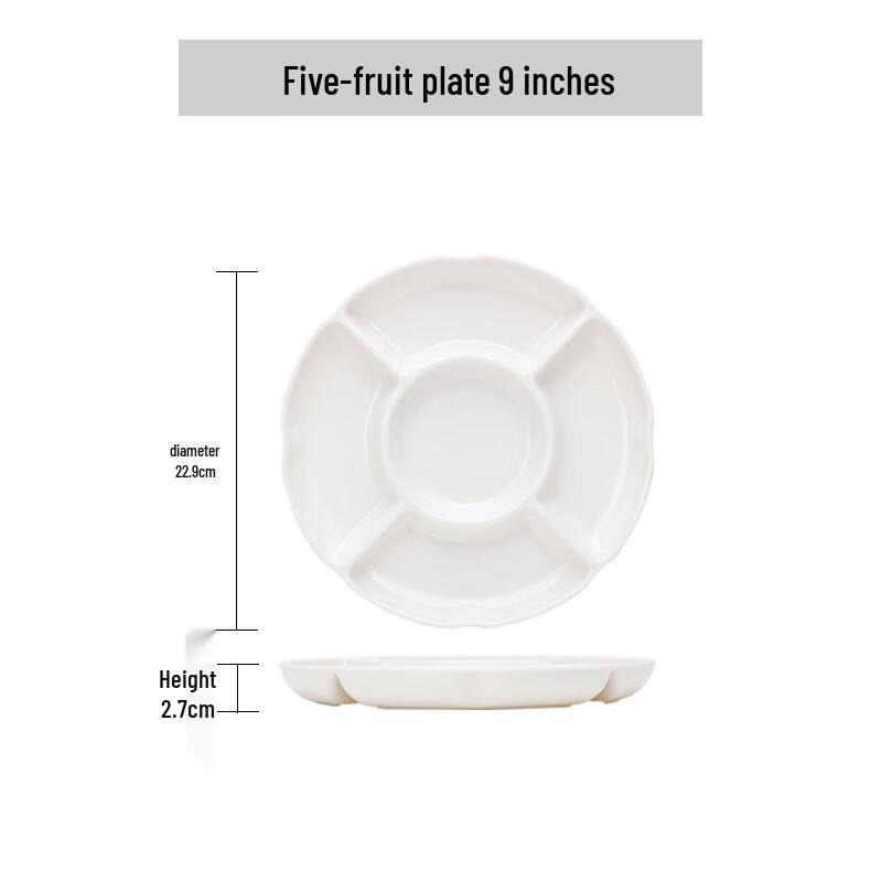 SMVP White Round 5-Compartment Melamine Serving Platter