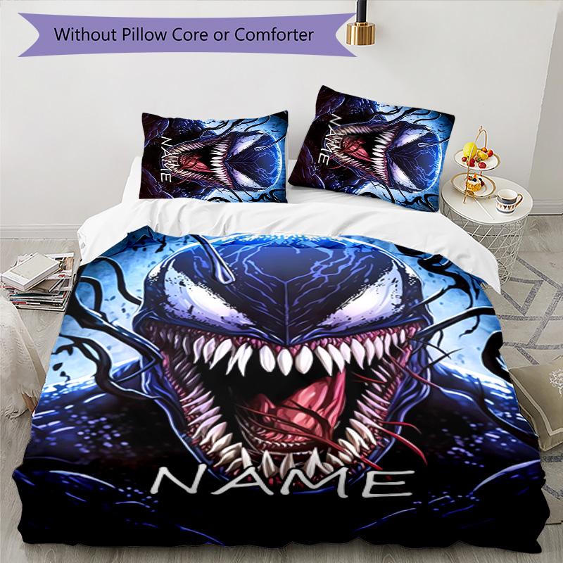 3pcs Venom3 Cover Set - Personalized Name, HD Printed Bedding with 1 Cover and 2 Pillowcases - Perfect for Home Decor, Easy Care