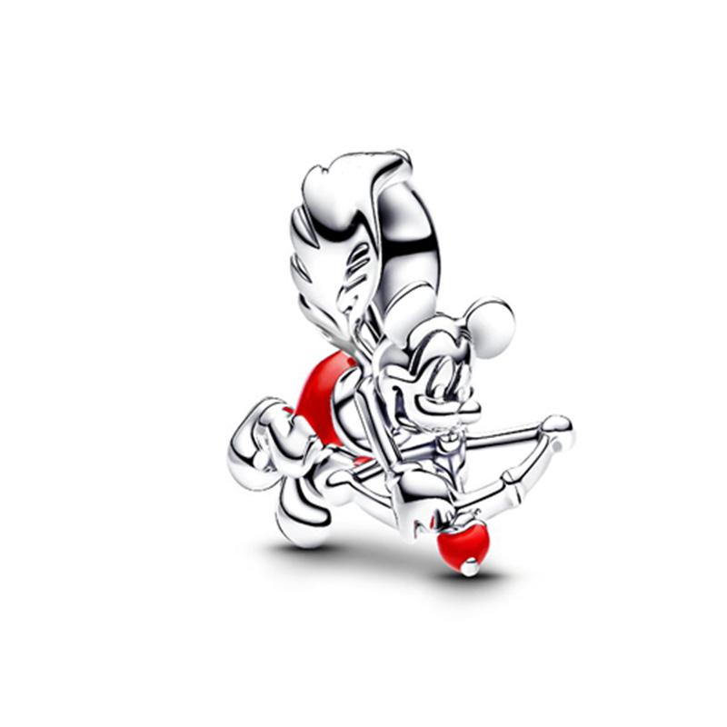 Disney Mickey Minnie Friends Dangle Charm Beads European Silver Bracelet Necklace DIY Jewelry Gift for Kids