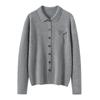 2026 Autumn/Winter Women's Cashmere Polo Collar Cardigan - Solid Color, Loose Fit, Versatile, Single-Breasted Jacket