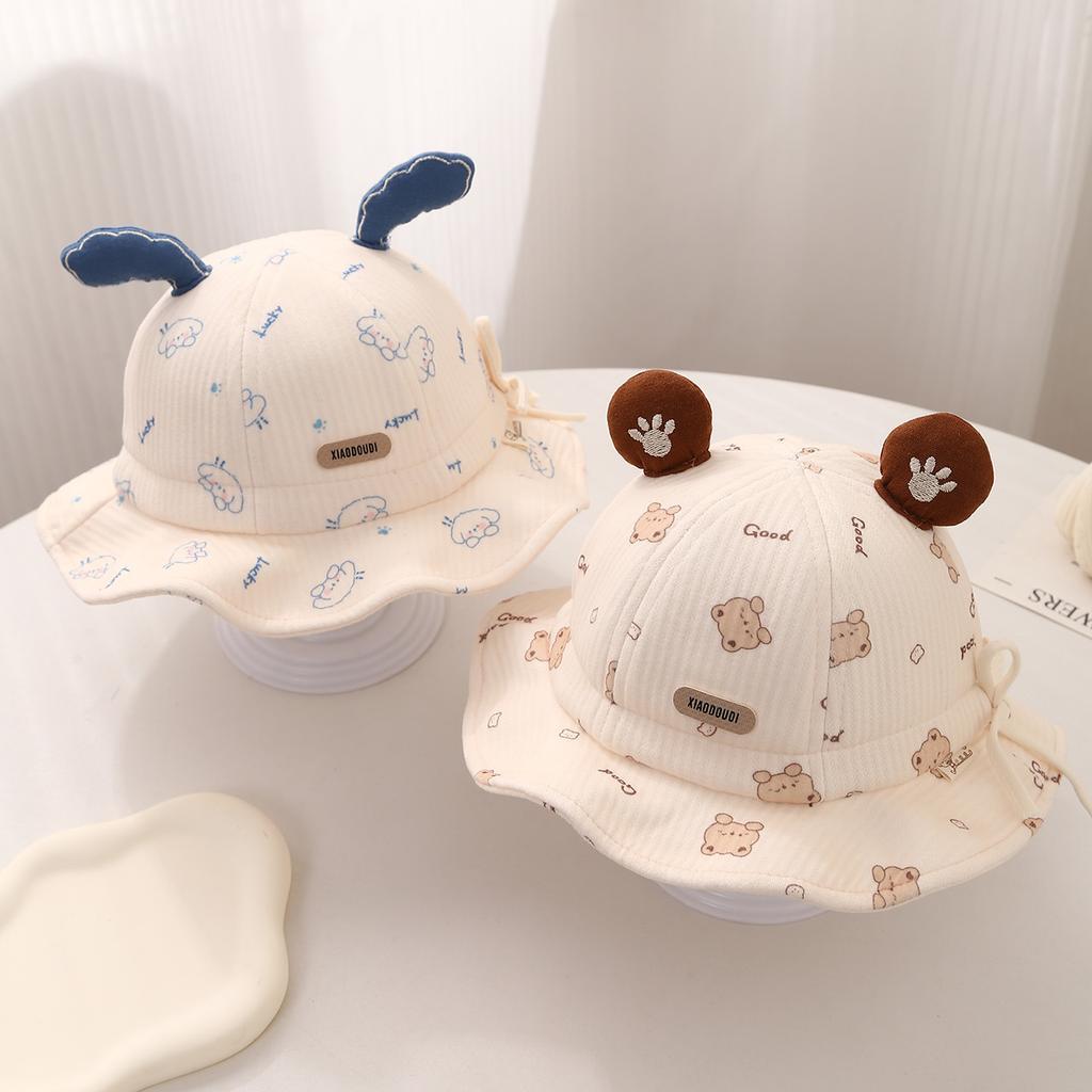 Baby Cartoon Windproof Bucket Hat Autumn Winter Warm Sun Hat For Infants And Toddlers Soft Protective Cap
