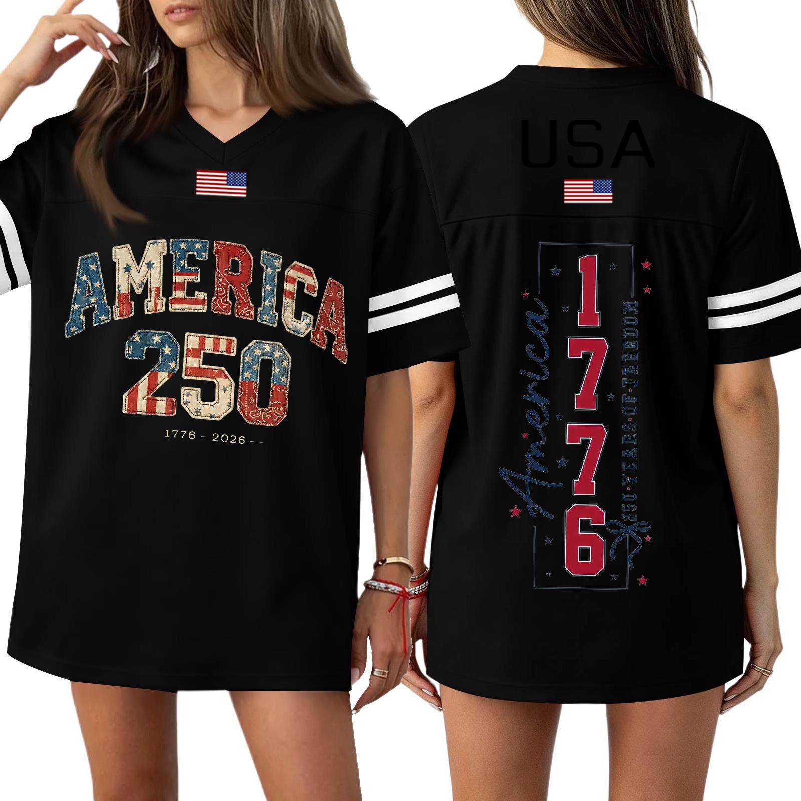 

Womens Oversized Short Sleeve T Shirt America 250 Letter Print 1776 Graphic USA Flag Casual Loose Fit Top L чёрный