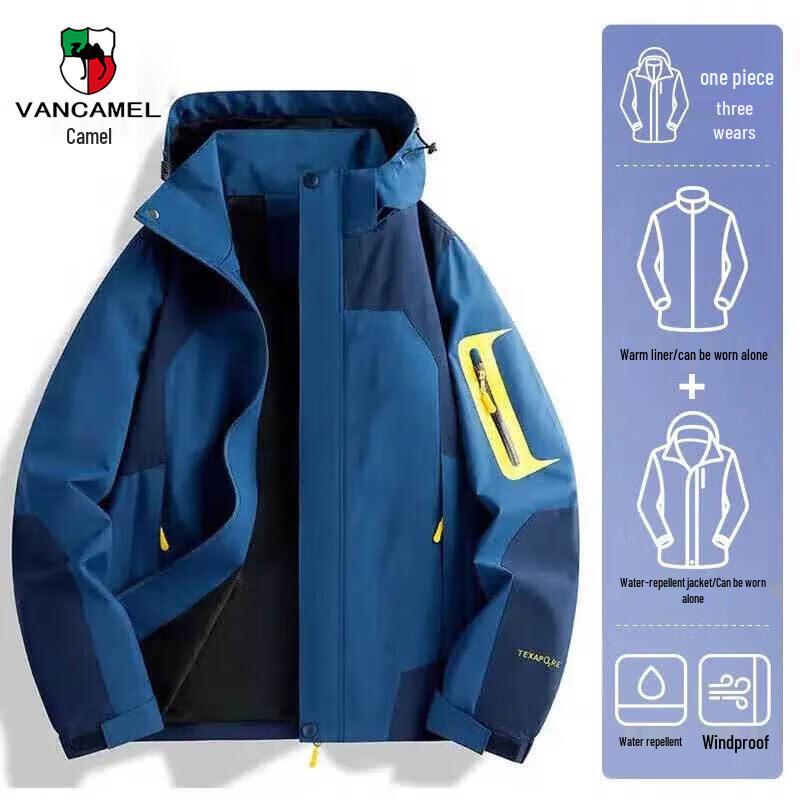 

VANCAMEL Men s 3-in-1 Outdoor Waterproof Windproof Jacket 5XL