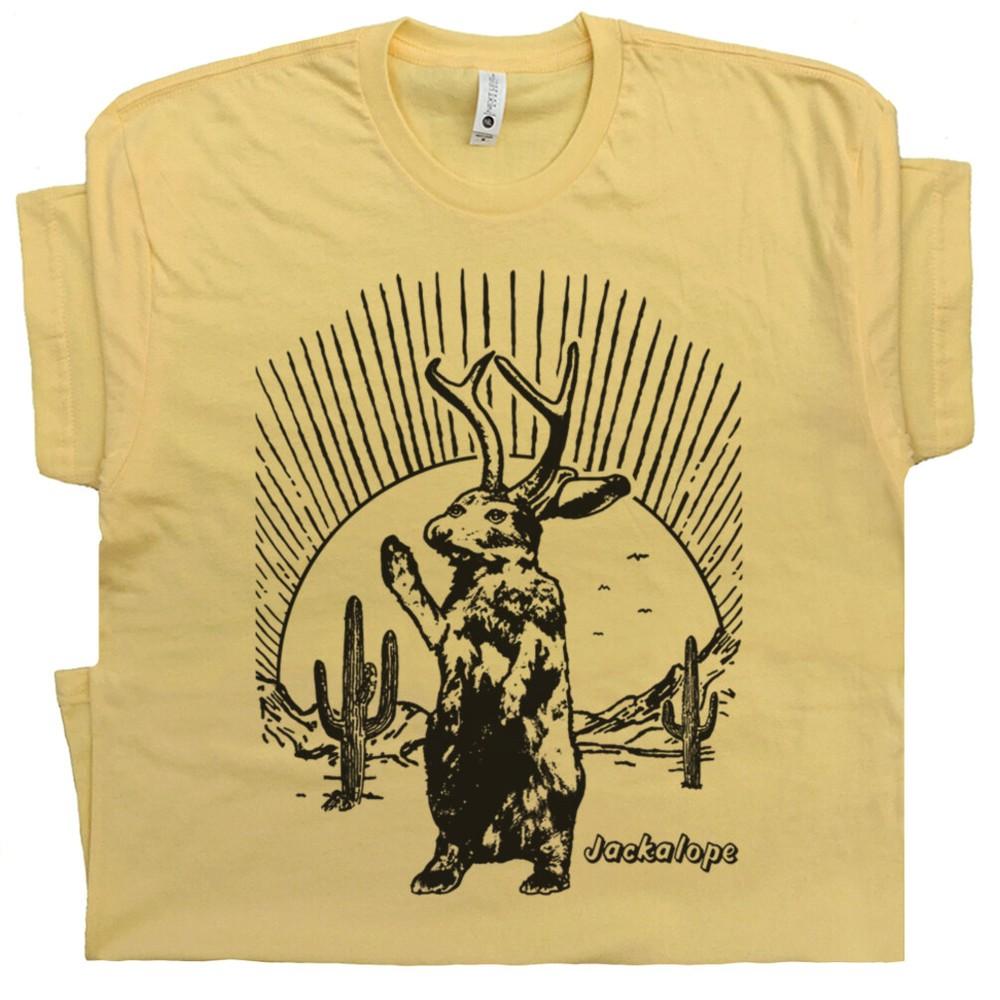 

Jackalope T Shirt Cool Vintage Graphic Weird Jackrabbit Santa Fe Cactus Cryptid 3XL
