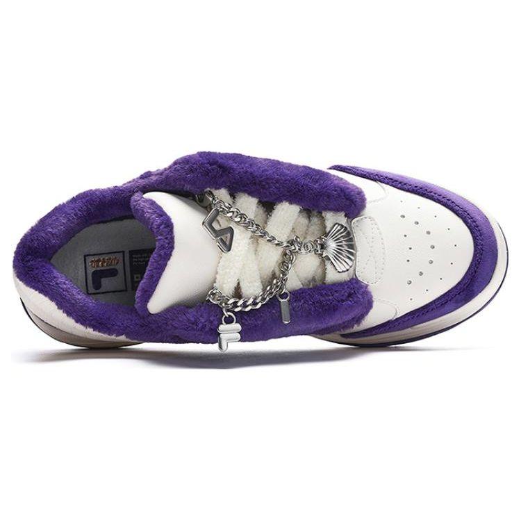 Fila Dance Shoes Leather Low-Top Sneakers Women Sneakers White Purple F12W244205FWW