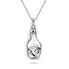 Korean Style Peach Heart Rhinestone Wish Bottle Necklace with Austrian Crystal Pendant