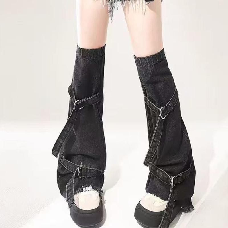 Meias Lolitas Longas para Pernas Femininas Polainas Largas Harajuku Punk Jeans Meias de Bota Moda Meias para Tornozelo Presentes