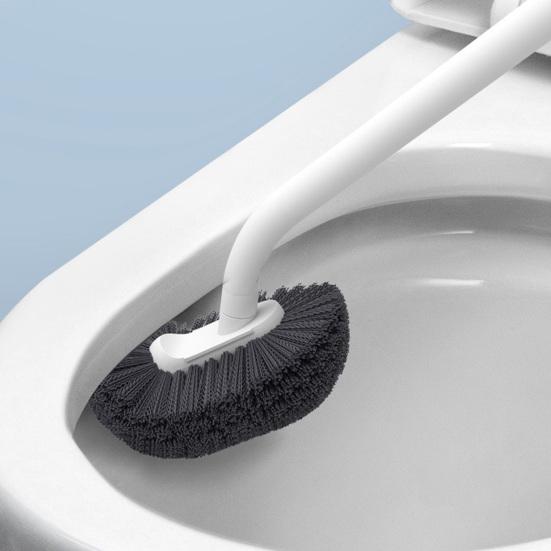 Wall Mounted Toilet Brush, Sanitary Toilet Scrubber with Hole-Free Design And Drainage Base, High-Density Bristles Non-Slip Handle Hygienic Cleaning