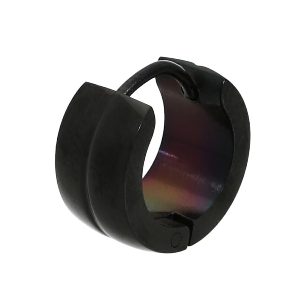 

[Shinjuku Gin no Kura] Wide Black Hoop Earring, Single Earring, Stainless Steel, Allergy-Friendly, Nickel-Free, Simple Black Ring Earring