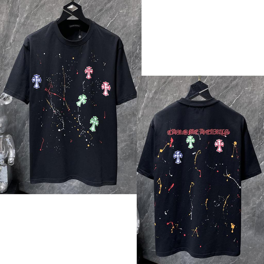 8965 CHROME HEARTS 2026 Summer New High Quality Cotton Round Neck Loose Large Size Men's and Women's T-shirt Couple T-shirt