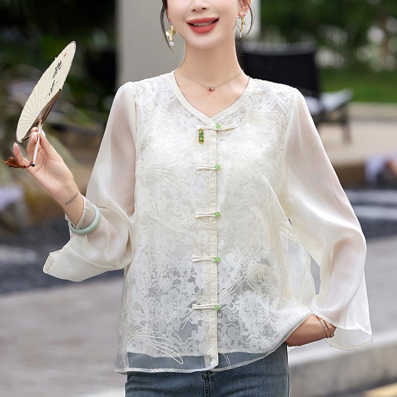 

2025 Summer Women s Embroidered Organza Lace Jacket L
