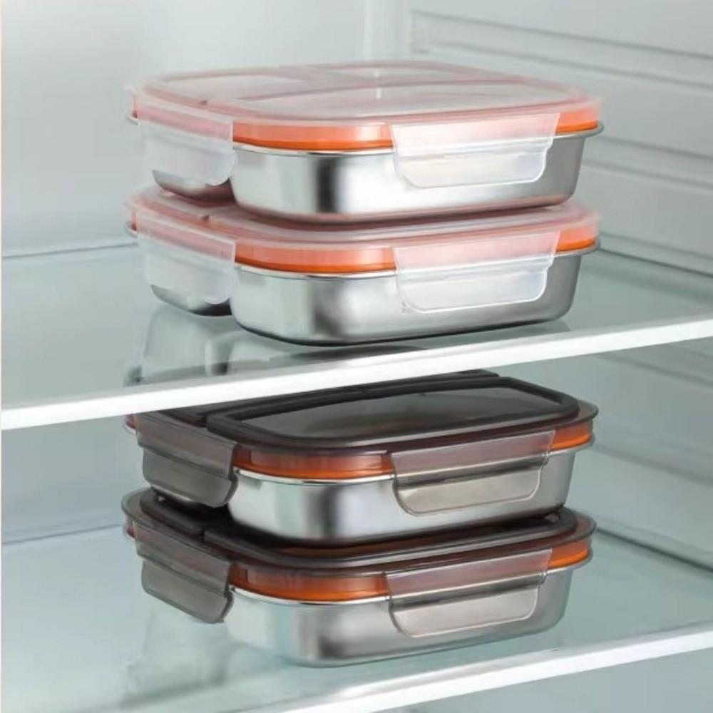 3/ 4 Grids Stainless Steel  Lunch Box Reusable Student Meal Plate Tableware Food Container  Camping