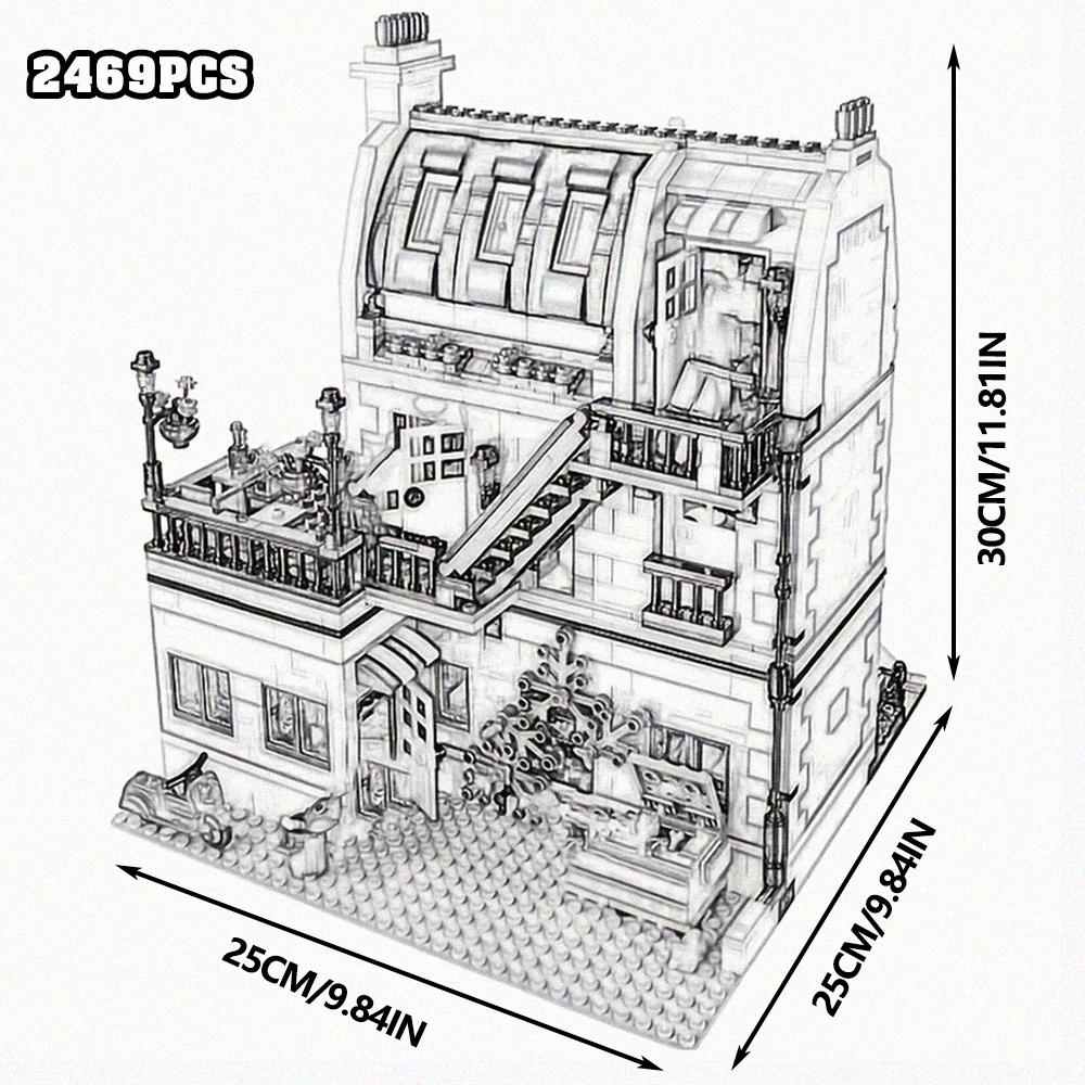 Town Hall Tudor Corner Brick Bank Cafe Corner Model Book shop Street View House Building Blocks Model Toys Jazz Club Pet Shop Dow