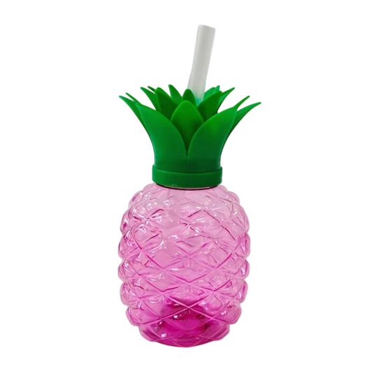 Pineapple Plastic Cup with Lid & Straw 500ml Strawberry Iced Coffee Wine Tea Mug Fruit Shaped Tumbler for Party Wedding Birthday