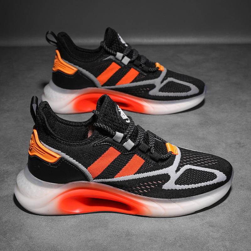 Large size flying woven men's walking shoes spring and summer new dad running shoes mesh casual sports shoes