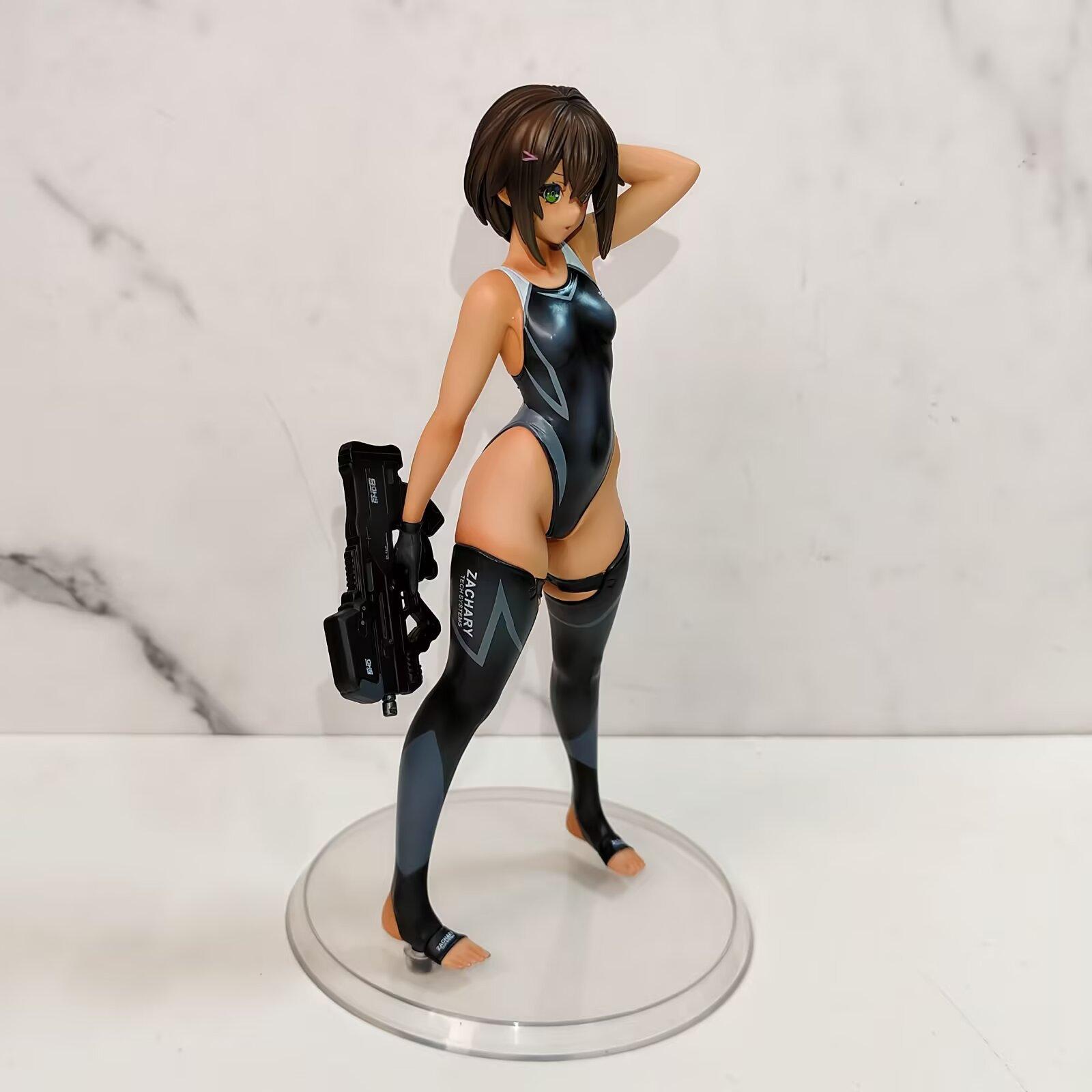 

22cm Swimming Club President Arms Note Machine Gun Girl Swimsuit Ver Anime Character Statue Collection Desktop Decoration Ideal