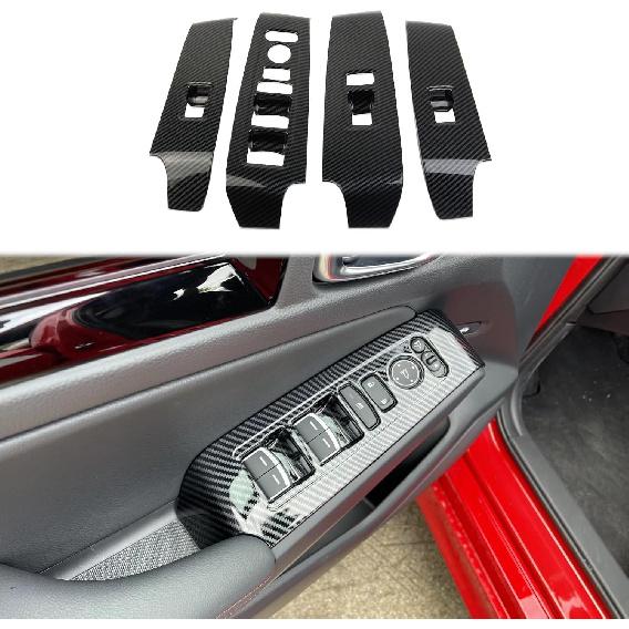 Carbon Fiber Interior Door Handrail Window Lift Switch Panel Cover Trims Accessoriess for 2023-2026 Acura Integra (Window Switch Panel)