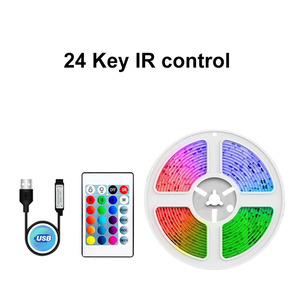 Sada RGB LED světelných pásků: 5V USB, 5050, 24tlačítkové dálkové ovládání a Bluetooth, podsvícení televizoru