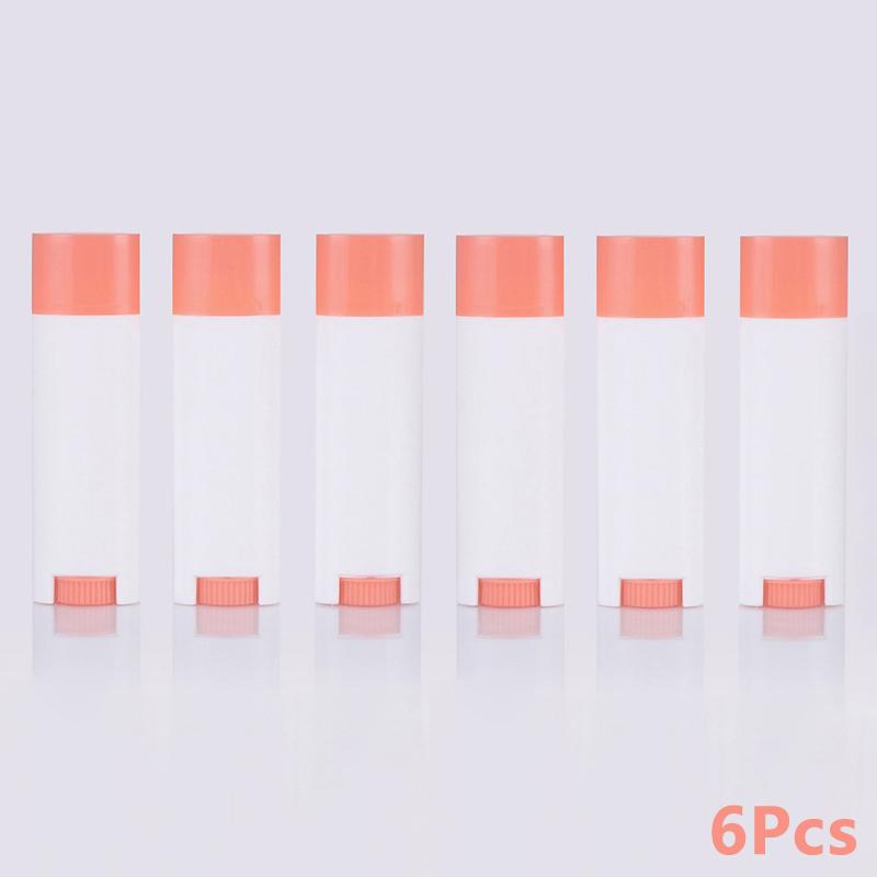 6Pcs/lot 4.5g Rotate Empty Oval Lip Balm Tube Plastic White Solid Perfume Deodorant Containers Portable Makeup Lipstick Tubes