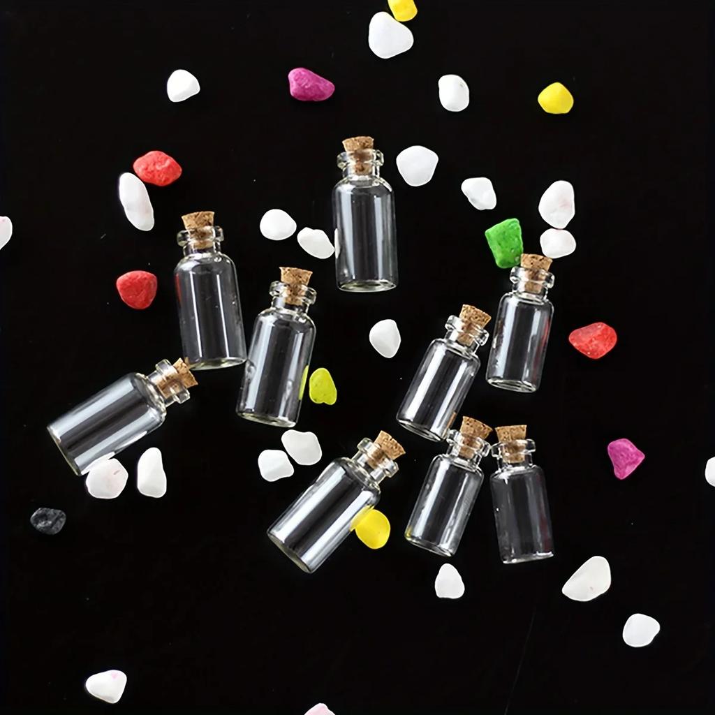 10PCS Small Glass Bottles with Cork Stoppers DIY Decoration Mini Glass Vials Cork Message Glass Vial Wishing Bottles