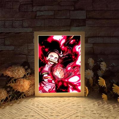 Anime Light Painting Rámeček na obrázek Kimetsu No Yaiba Nezuko Kamado Akaza Kochou Shinobu Iguro Obanai Pro Dekoraci Místnosti Dětské Dárky