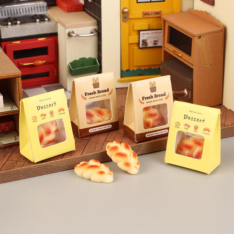 

5Set 1:12 Dollhouse Simulation Dessert Bread With Package Box Doll Kitchen Food Decor Toy Dolls House Scene Decor Accessories as the picture