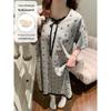 2026 Women's Grey Cartoon Summer Nightgown with Built-in Bra, Round Neck, Short Sleeve, Anti-Nipple, Thin Style for Outerwear and Home Wear.