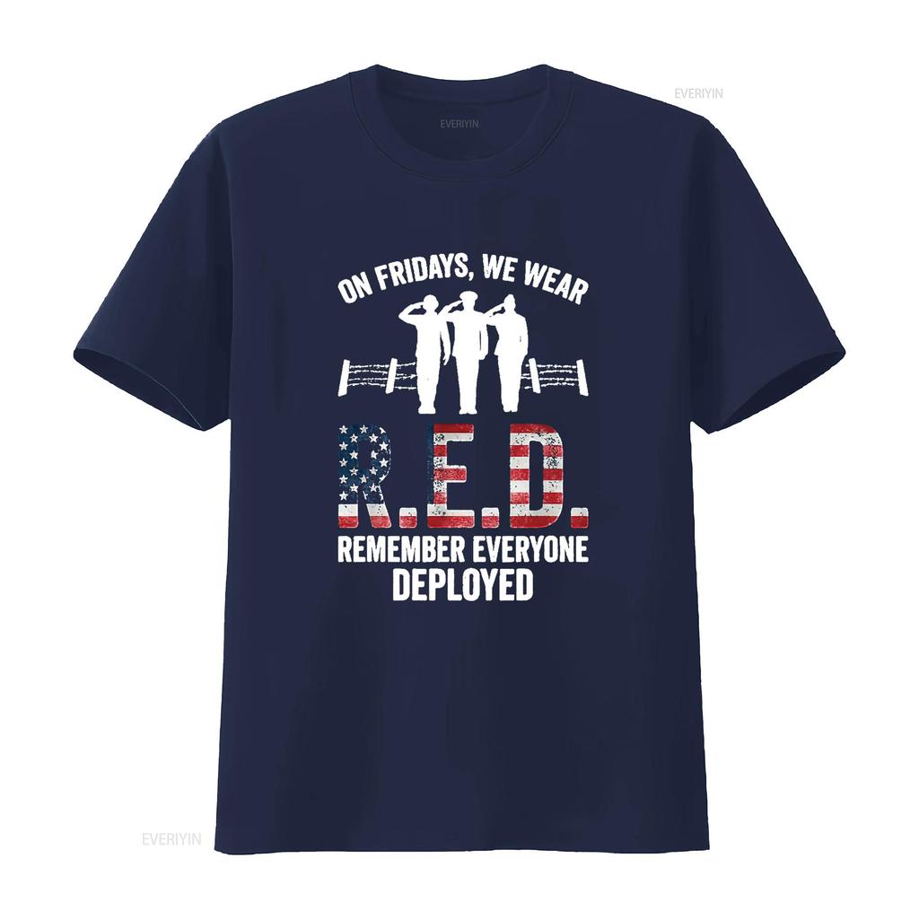 Mens On Fridays We Were Red Remember Everyone Deployed T Shirt Black 2X Large vintage Washed streetwear Casual Soft homme