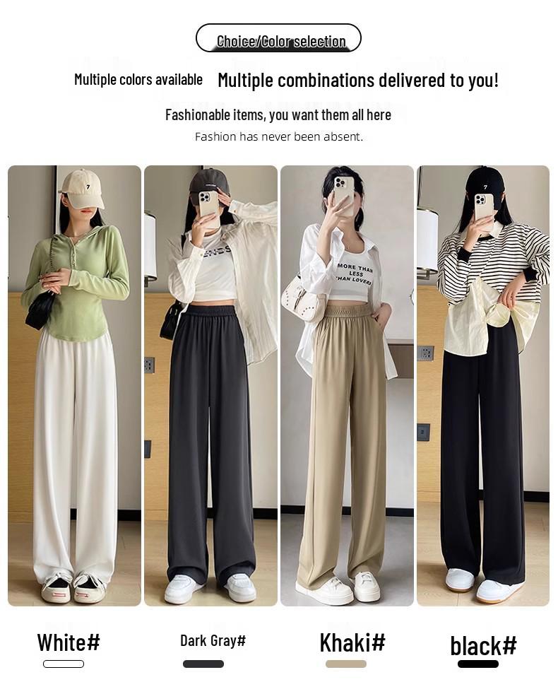 Pantaloni negri de vară cu talie înaltă și picior larg pentru femei - Lungime până la podea, croială lejeră, material drapat