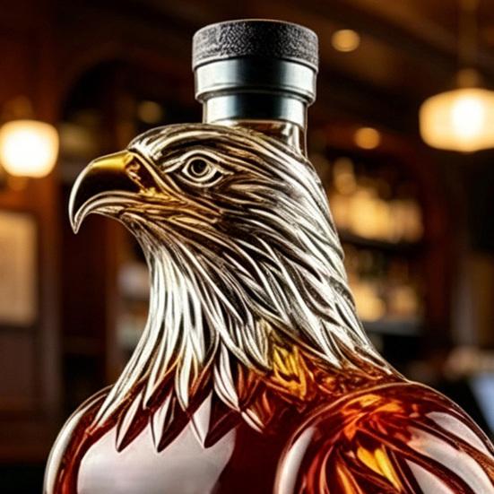 Eagle Head Whiskey Decanter, 350ml Glass Animal Liquor Bottle, 3D Bird Wine Dispenser with Stopper for Home Bar Decor, Gift Box
