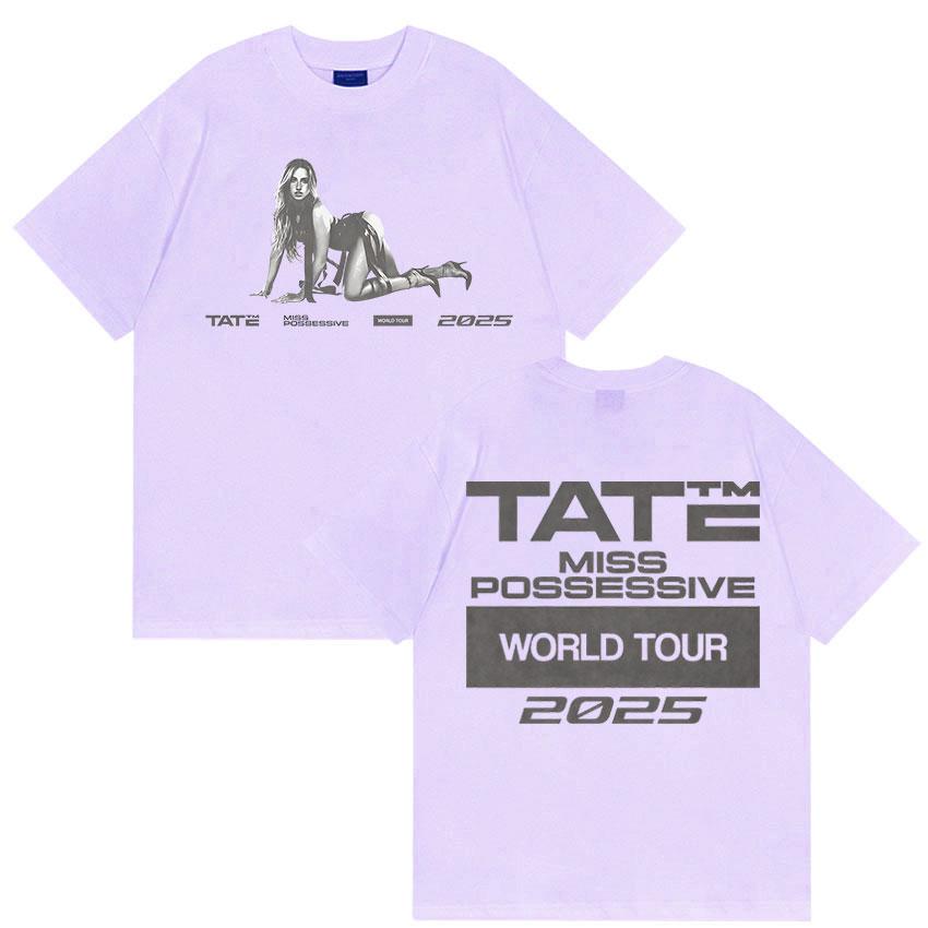 90s Vintage Tate McRae Miss Possessive Tour 2025 New T Shirts Men Women's Hip Hop Fashion Cotton Short Sleeve T-shirt Streetwear