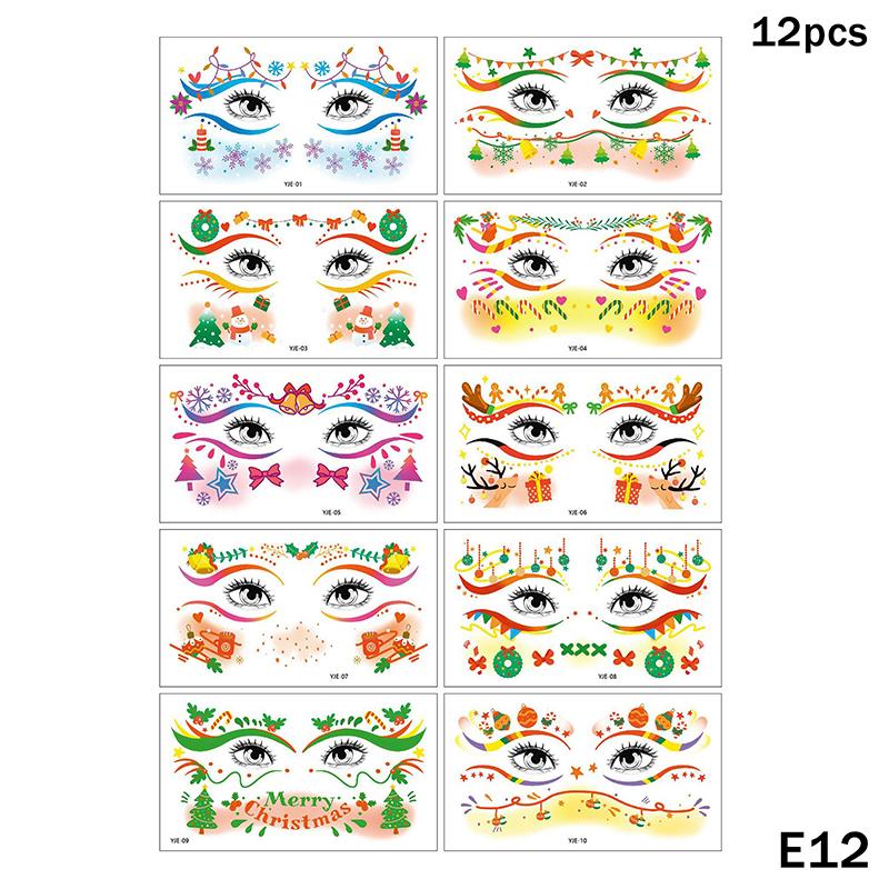 Cute Christmas Snowman Face Stickers Corner Of Eyes Temporary Body Art Tattoos Self Adhesive Sweet Colorful Party Accessories