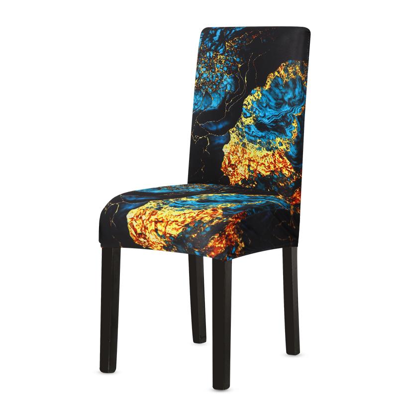1pc Marble Textured Dining Room Chair Covers Stretch Chair Covers Removable Universal For Home Kitchen Dining Room Wedding