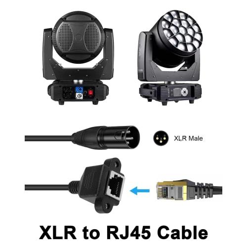 Poyiccot Short DMX XLR Cable, 3-Pin Male To RJ45 Female Adapter Conversion Cable, CAT5 Extension for DMX-CON Controller Series, 30cm