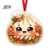 Colorful Cartoon Pattern Decor 2D Acrylic Christmas Ornament, Cute Luck Bag Bun Hanging Decor, Seasonal Decorative Crafts Tree Pendant for Holiday