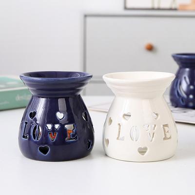 Portavelas de té de cerámica Pequeño Quemador de Aceites Esenciales Calentador de Cera Derretida Difusor de Aroma de Aromaterapia para Decoración del Hogar y Dormitorio