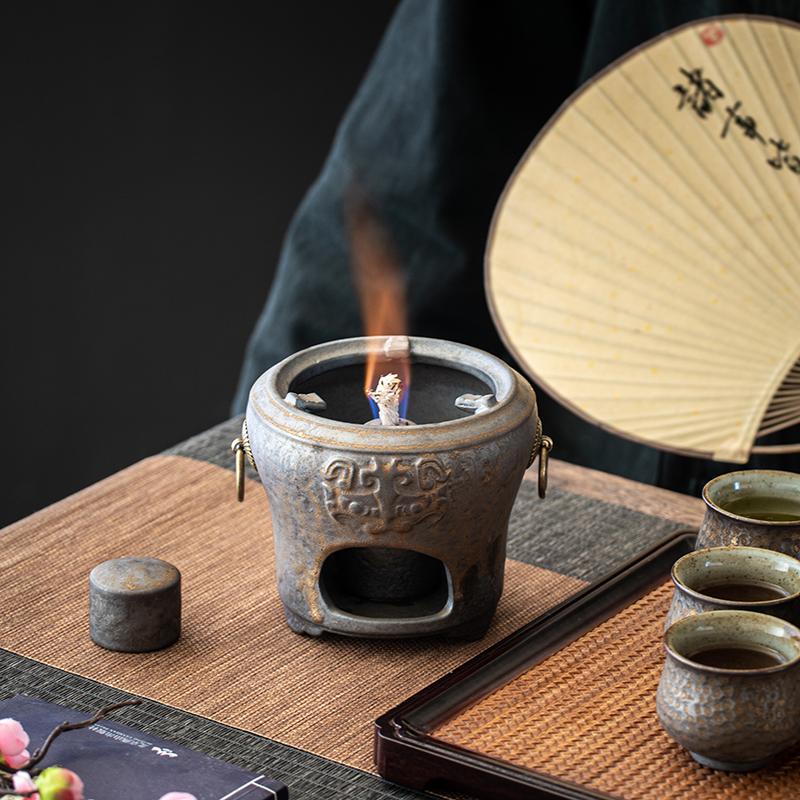 1 piece/1 set, antique ceramic teapot, alcohol lamp, ceramic heating base, tea making set, indoor fireplace stove, outdoor teapo