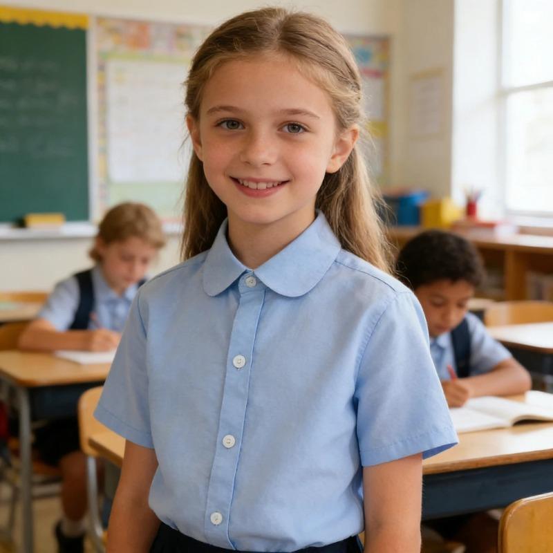 Dětské bavlněné tričko s krátkým rukávem Pohodlné Šetrné k pokožce Jednobarevná vrchní část S plisovaným detailem Pro kluky Dívky Školní uniforma Oblečení na vystoupení