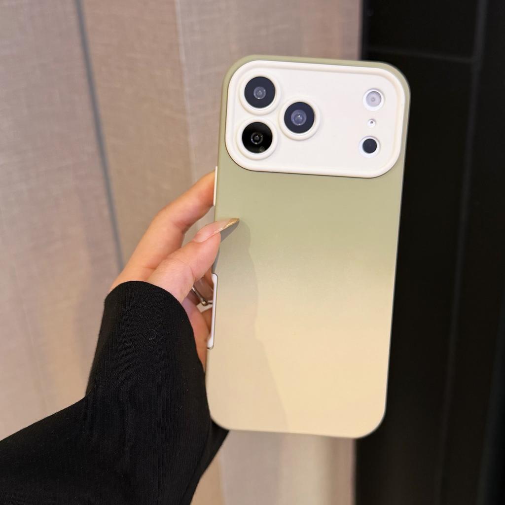 Gradient Color Matte Camera Protection Case For iPhone 17 16 15 14 13 Pro Max 2 IN 1 Large Window Anti-fall Bumper Phone Cover