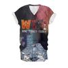 3D Digital Printed Women's Top, Spring and Summer Slim Fit Comfortable Top, V-neck Women's T-shirt 3407