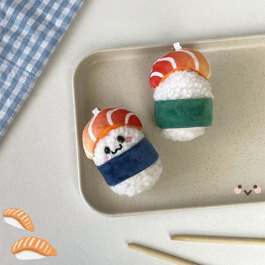 Japanese Salmon Sushi Plush Pendant Cute Doll Children's Student Backpack Accessories Keychain Mini Doll