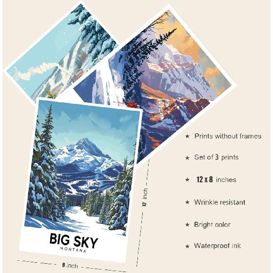 KROEY Ski Poster Apres Ski Snowy Mountain Posters Vintage Ski Canvas Wall Art For Modern Family Bedroom Living Room Dorm Classroom Office Decor