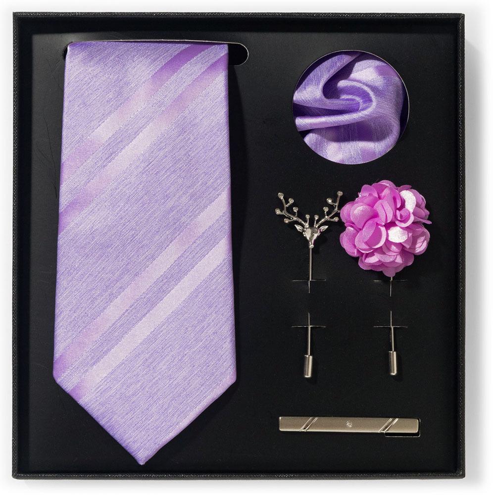 Tie Men'S Net Color Striped Cashew Flower Men'S Tie High Sense 6-Piece Gift Box Men'S Suit Accessories