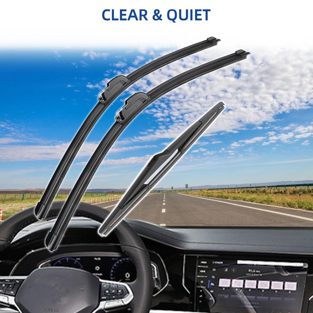 3ks Pro KIA Picanto SA MK1 Hatchback 2004-2011 22"+16"+12" Lišty předního zadního stěrače Čelní sklo Příslušenství pro frézy na okna 2008 2009 2010