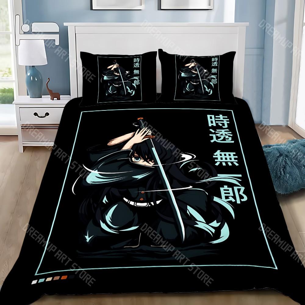 Demon Slayer Muichiro tokito Husă de Plapumă Față de Pernă Set de Lenjerie de Pat Adult Băiat Fată Decor Dormitor Cadou Copii Mărime Single