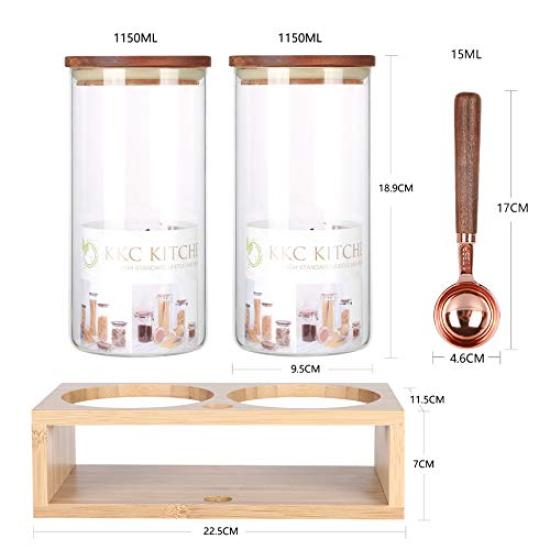 Recipient de depozitare a boabelor de cafea de bucătărie, sticlă de sticlă etanșă, sticlă de depozitare a proteinelor, recipient de depozitare cu lingură de sare, zahăr, condimente, sticlă