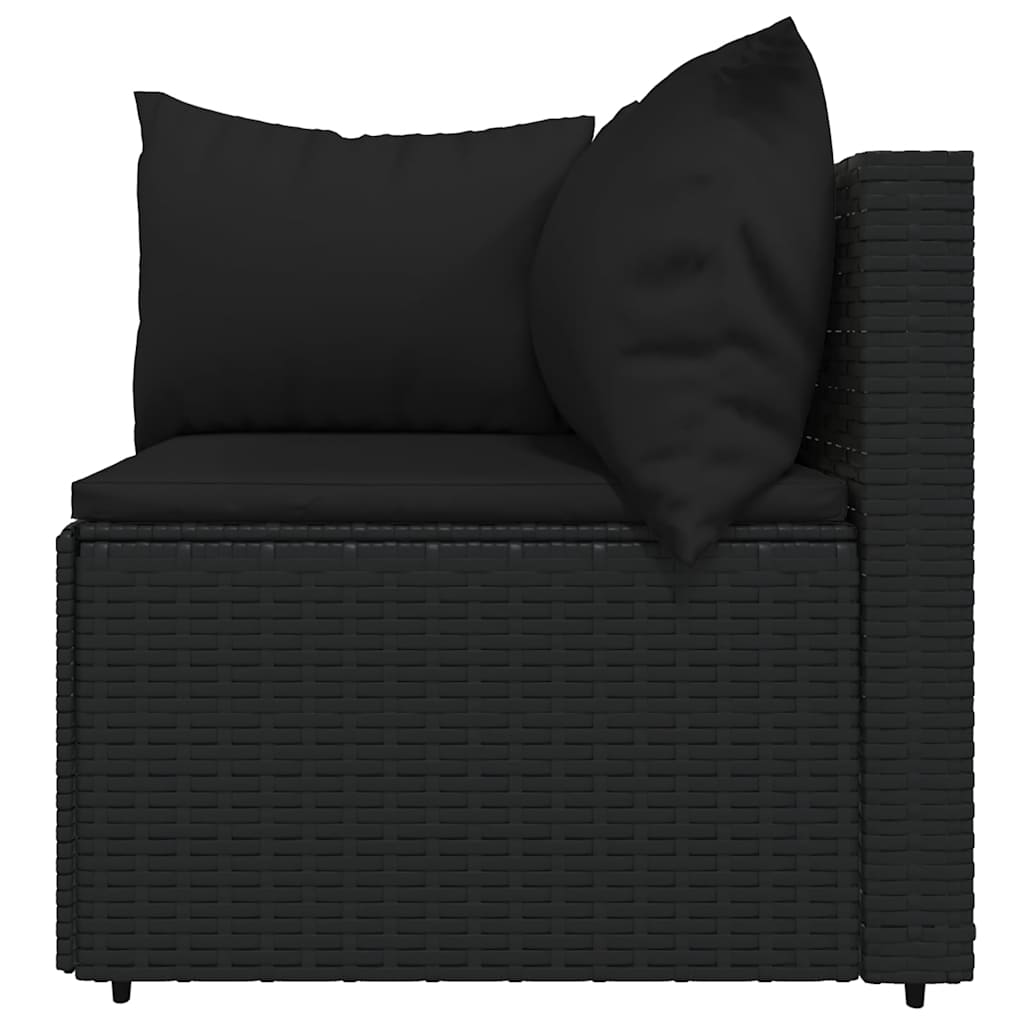 4 Piece Garden Lounge Set with Cushions Black Poly Rattan