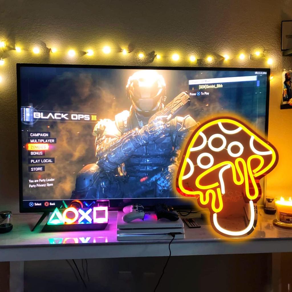 Inspired Mushroom Neon LED Dimmable Creative Nightlight Can be used for Game Room Bedroom Living Room Background Wall Decorative